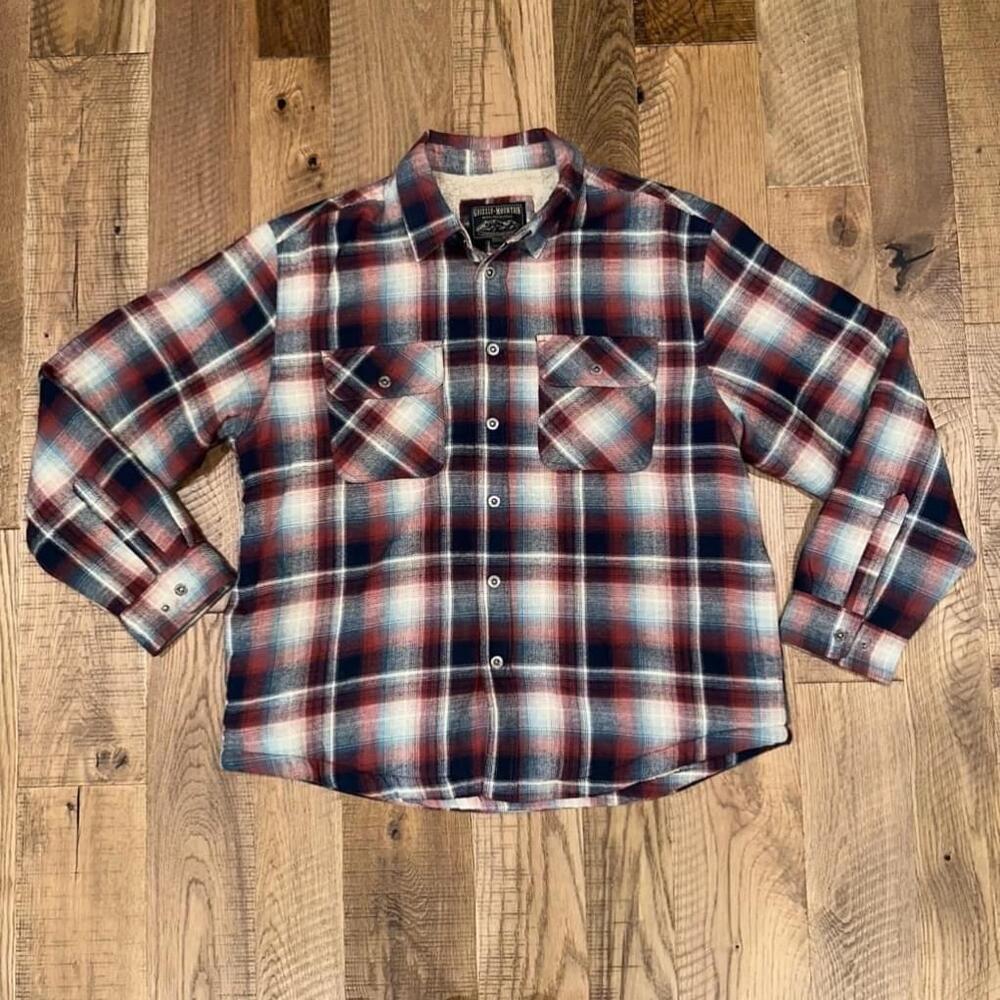 Grizzly Mountain Men’s Sherpa-Lined Snap Plaid Flannel Shirt Jacket Size 2XL XXL